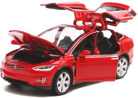 Carro de brinquedo Tesla Model X 90 em liga leve em escala 1:32 com som e luz
