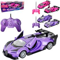 Carro De Controle Remoto Carrinho Rápido Roxo Rosa Abre As Portas - Dm Toys Carro De Controle Remoto Carrinho Rápido Roxo Rosa Abre As Portas - Dm Toys