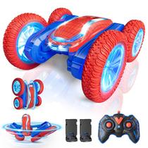 Carro de controle remoto Detsnik, brinquedo Spider RC para meninos e meninas, crianças de 4 a 6 e 7 a 12 anos, carro acrobático com rotação 360 e dupla face, luzes LED, música, 2 baterias modulares de 40 minutos, presentes para aniversário e Natal
