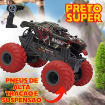 Carro de Controle Remoto Off Road Função Total Preto Super Monster Truck Carrinho Miniatura Brinquedo Infantil Menino
