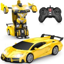 Carro de controle remoto Qumcou Transform Robot com faróis frios