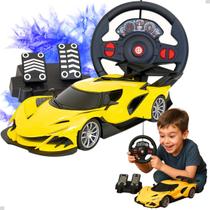 Carro de Controle Remoto Sem Fio Volante Sensor Direção Pedal Luz Led Carrinho Hot Brinquedo Menino Carro de Controle Remoto Sem Fio Volante Sensor Direção Pedal Luz Led Carrinho Hot Brinquedo Menino