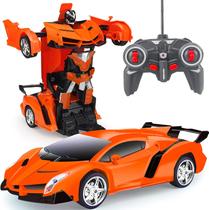 Carro de controle remoto - Transform Car Robot Rc Car Deformation Toy para crianças meninos meninas, carro transformador de controle remoto em escala 1:18 com transformação de um botão e rotação de 360 à deriva - laranja Carro de controle remoto - Transform Car Robot Rc Car Deformation Toy para crianças meninos meninas, carro transformador de controle remoto em escala 1:18 com transformação de um botão e rotação de 360 à deriva - laranja