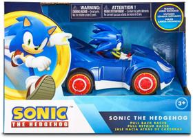 Carro de Corrida Pull Back do Sonic All Stars com Ação de Tração - Sonic