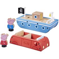 Carro de madeira e barco de madeira Toy Peppa Pig para maiores de 2 anos