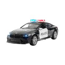Carro De Polícia Miniatura M8 1:32 Em Liga Metálica Com Luz E Som, 4 Portas Que Abrem, Pneus De