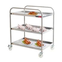 Carro De Serviço Para Transporte 3 Bandejas 80cm X 52cm Inox 430 - Imeca
