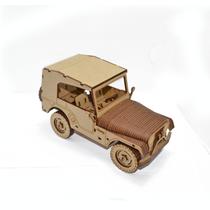 Carro Decorativo Jeep Willis De Madeira MDF