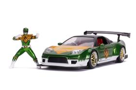 Carro Diecast Jada 1:24 2002 Honda NSX com boneco Ranger verde