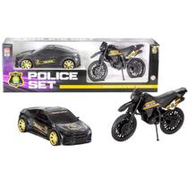 Carro e Moto Police Set na Caixa - Ref 306 - Bs Toys