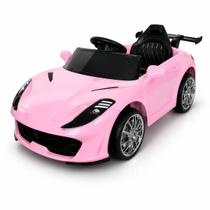 Carro Elétrico 12V Infantil Scarlet GT Rosa Carrinho com Controle Remoto Som Luz Música