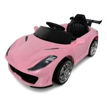 Carro Elétrico 12V Infantil Scarlet GT Rosa Carrinho com Controle Remoto Som Luz Música