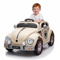 Carro eletrico com controle fusca branco 12v branco - shiny toys