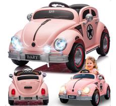 Carro eletrico com controle remoto fusca rosa 12v4ah