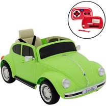 Carro Elétrico Fusca Beetle 12V Verde com Controle Remoto 914003 BEL