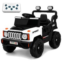 Carro Elétrico Infantil 12V Branco Com Bateria Música Controle Remoto Presente Para Crianças - Bang Toys Carro Elétrico Infantil 12V Branco Com Bateria Música Controle Remoto Presente Para Crianças - Bang Toys