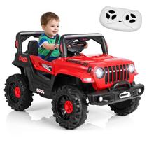 Carro Elétrico Infantil 12v Jeep Vermelho Com Controle Remoto Frente E Ré Luzes E Música