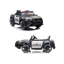 Carro Elétrico Infantil 12V Policia Carrinho Motorizado Luzes e Som Passeio Automático Pedal Controle Remoto Bivolt Viatura Farol Mini Veículo