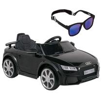 Carro Elétrico Infantil Audi Preto com Óculos de Sol Preto