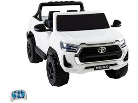 Carro Elétrico Infantil Branco Bandeirante - Toyota Hilux 12V com Controle Remoto