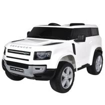 Carro Elétrico Infantil Controle Criança Até 30Kg Bluetooth USB MP3 5km/h Land Rover Defender Branco