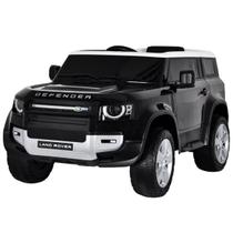 Carro Elétrico Infantil Controle Criança Até 30Kg Bluetooth USB MP3 5km/h Land Rover Defender Preto - Importway