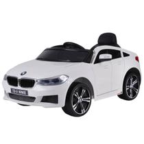 Carro Elétrico Infantil Controle Luz e Som Criança 12v Até 25Kg Acelerador BMW 6 GT Branco Importway