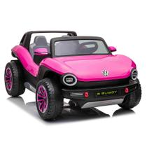 Carro Elétrico Infantil E-Buggy Volkswagen 2 Lugares 12V Rosa Bel