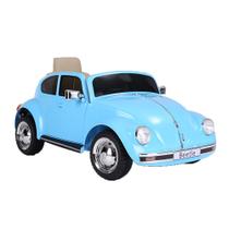 Carro Elétrico Infantil Fusca Beetle 12V Azul com Controle Remoto e Som