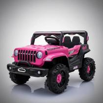 Carro Elétrico Infantil Jipe Off-Road 12V Rosa Com Controle Remoto Zippy