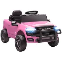 Carro Elétrico Infantil Qaba Dodge RAM 3500 12V Motor Duplo Rosa
