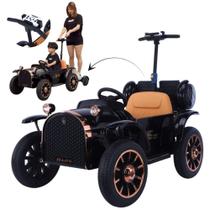 Carro Elétrico Infantil Retrô 12V Preto com Controle Remoto IMPORTWAY