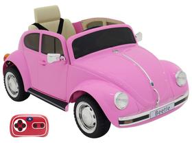 Carro Elétrico Infantil Rosa Volkswagen Beetle - Bel Fix 12V com Controle Remoto 2 Marchas