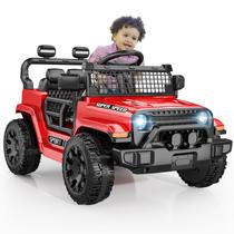 Carro elétrico infantil TRINEAR 12V com controle remoto, luzes LED e música, vermelho