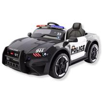 Carro eletrico policia infantil luz som e sirene 12v preto importway