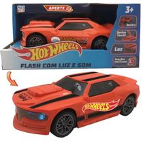 Carro Flash Laranja Hot Wheels com Luz e Som Multikids