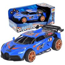 Carro Fricção Azul Racer Power com Luz e Som 17cm DM Toys