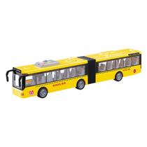 Carro Fricção Big Ônibus Minhocão Sanfonado Luz e Som Amarelo DM Toys