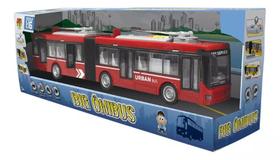 Carro Fricção Big Ônibus Minhocão Sanfonado Luz e Som Vermelho DM Toys