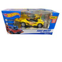 Carro Fricção Fast Racer Com Luz E Som Amarelo 13 cm Hot Whells Multikids - MULTILASER