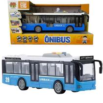 Carro Fricção Ônibus com Luz e Som Azul DM Toys Carro Fricção Ônibus com Luz e Som Azul DM Toys