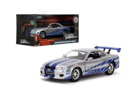 Carro fundido sob pressão Jada Toys Fast & Furious 1:32 Brian's Nissan Skyline GT-R R34 prateado/azul