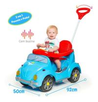 Carro Fusca Infantil 2 em 1 Passeio e Pedal Haste + Cinto de Segurança