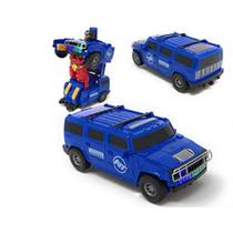 Carro Hummer Transformers Vira Robo Projeta Imagem Som e Luz Azul. - DM TOYS