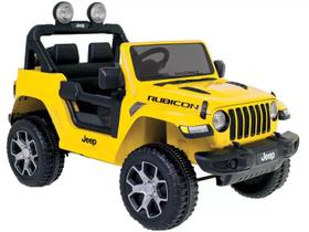 Carro Infantil Elétrico Jeep Wrang 12V Amarelo Bandeirante com Controle Remoto 2 Marchas