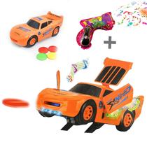 Carro Lançador de Discos Presente Criança Menino Abre Portas Som Luzes Aniversário Menino - CAR TOYS