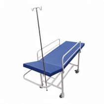 Carro Maca Padiola Emergência Mesa Exame Clínico Rodas Soro Azul Royal