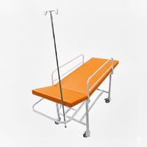 Carro Maca Padiola Emergência Mesa Exame Clínico Rodas Soro Laranja
