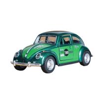 Carro Modelo Retro Beetle Verde Em Liga Com Mecanismo De Retorno E Portas Abertas, Presente Para