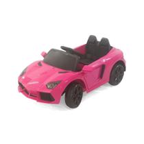 Carro motorizado passeio elétrico automático com pedal controle remoto para criança 6v mp3 micro sd bluetooth controle de volume faróis a bateria Rosa